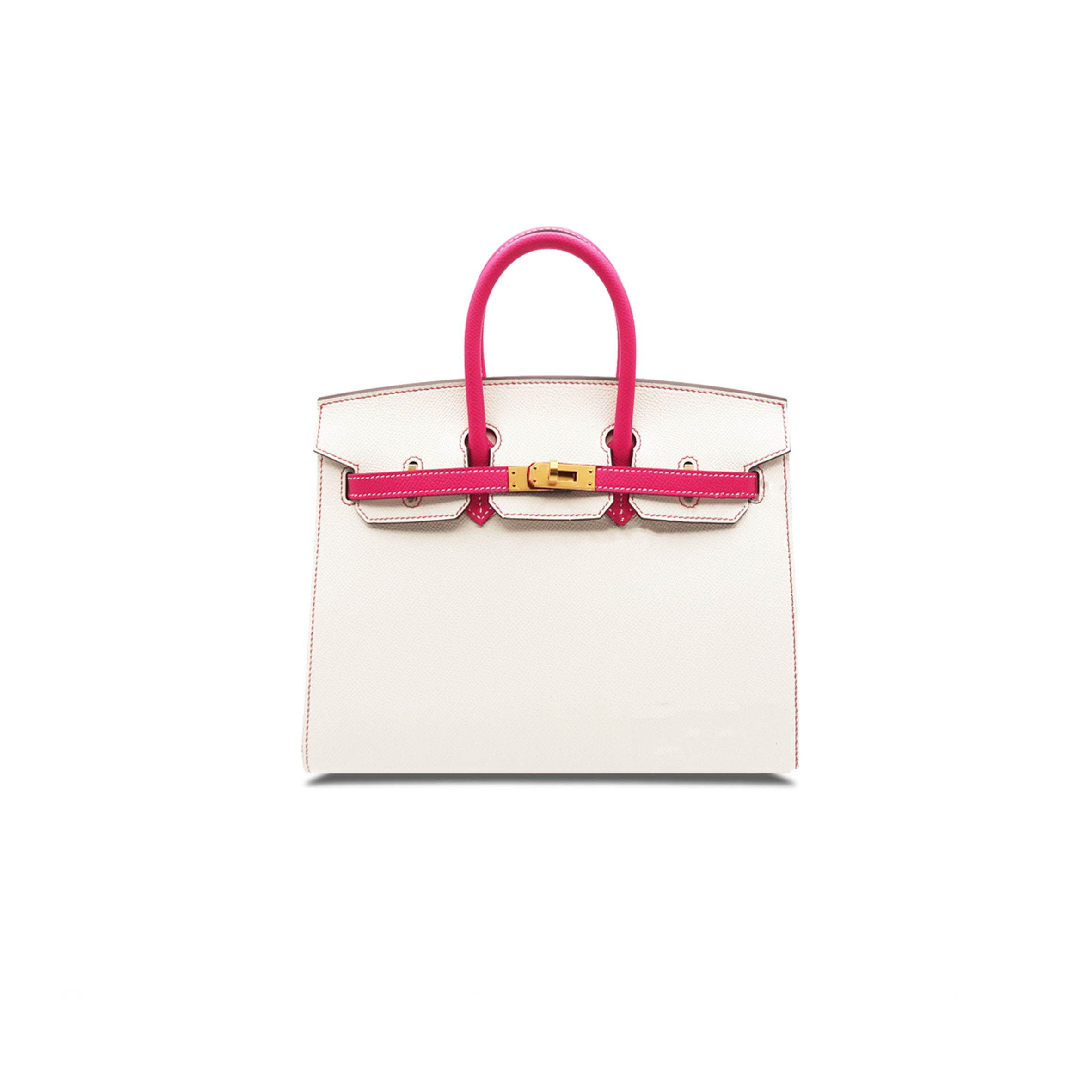 HERMES MASTER BIRKIN 25 EPSOM MILKSHAKE WHITE AND PINK GOLD BUCKLE BAG H028368CK6S (25*20*13cm)